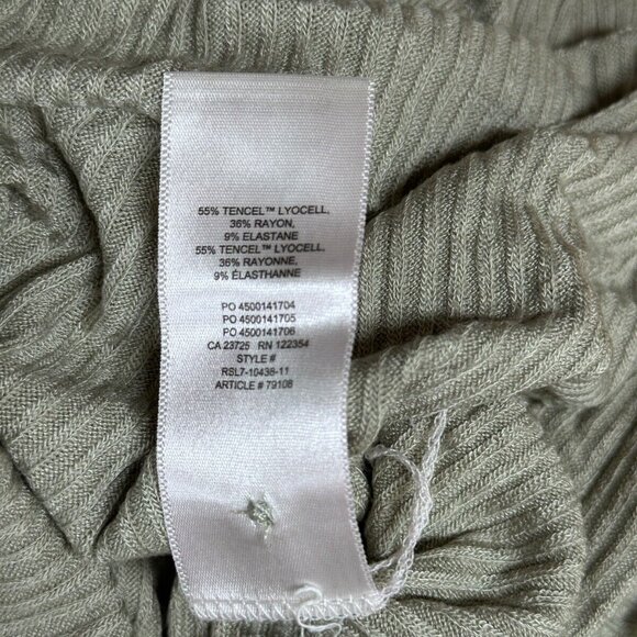 Wilfred Free Top 2XS Womens Sage Green Ribbed Long Sleeve Button Up V Neck XXS - Picture 8 of 8